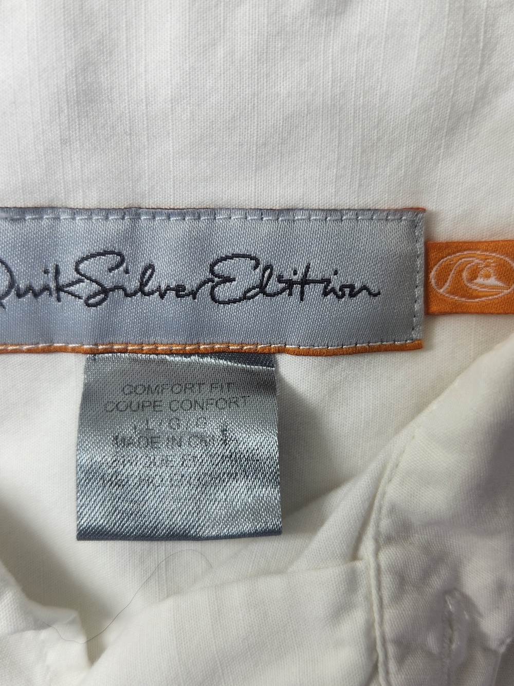 Quiksilver Edition White Resort Shirt Men's Large Palm Tree Embroidered Aloha - Picture 4 of 13